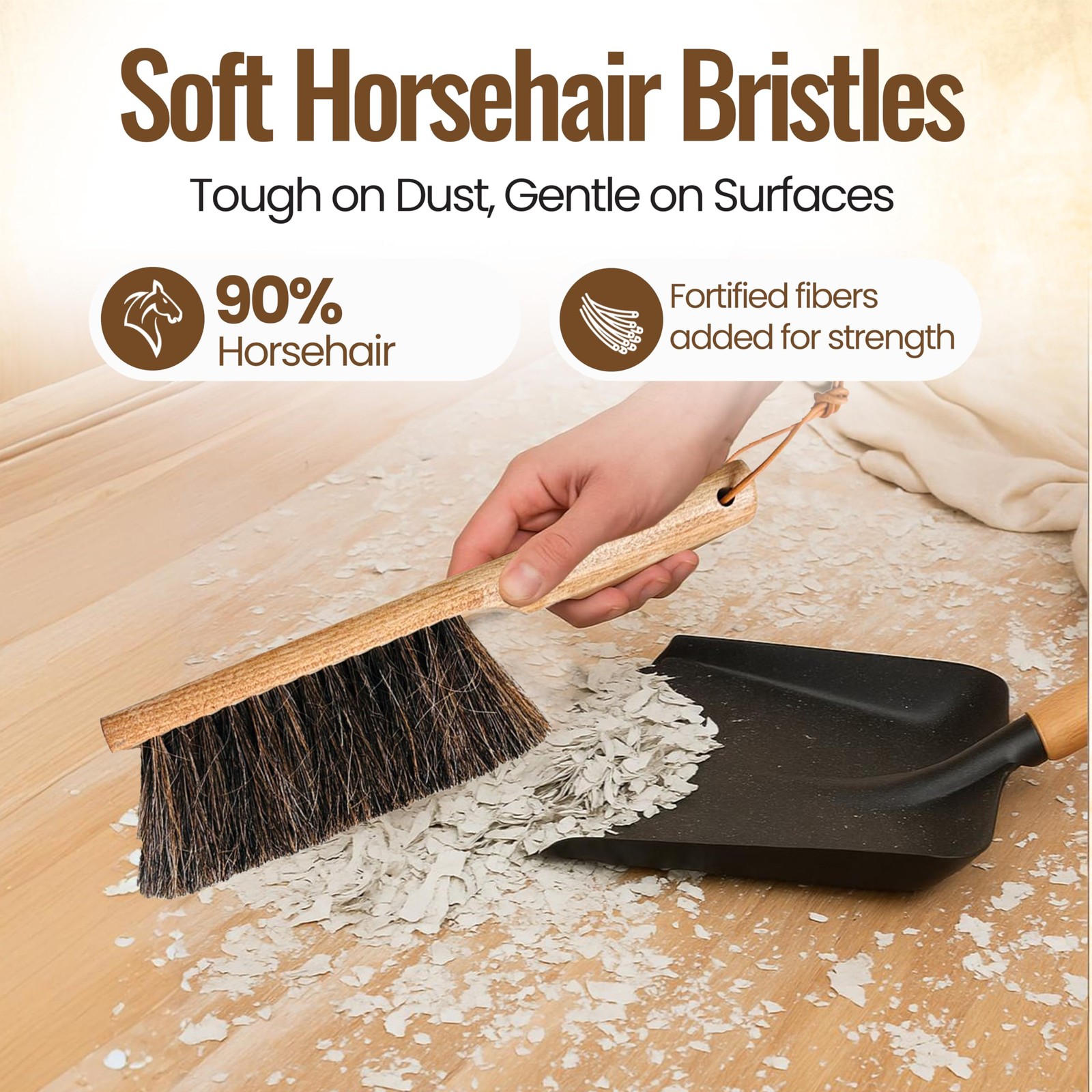 Dustpan Bench Large 13 inches by 4 inches, American Birch-horsehair