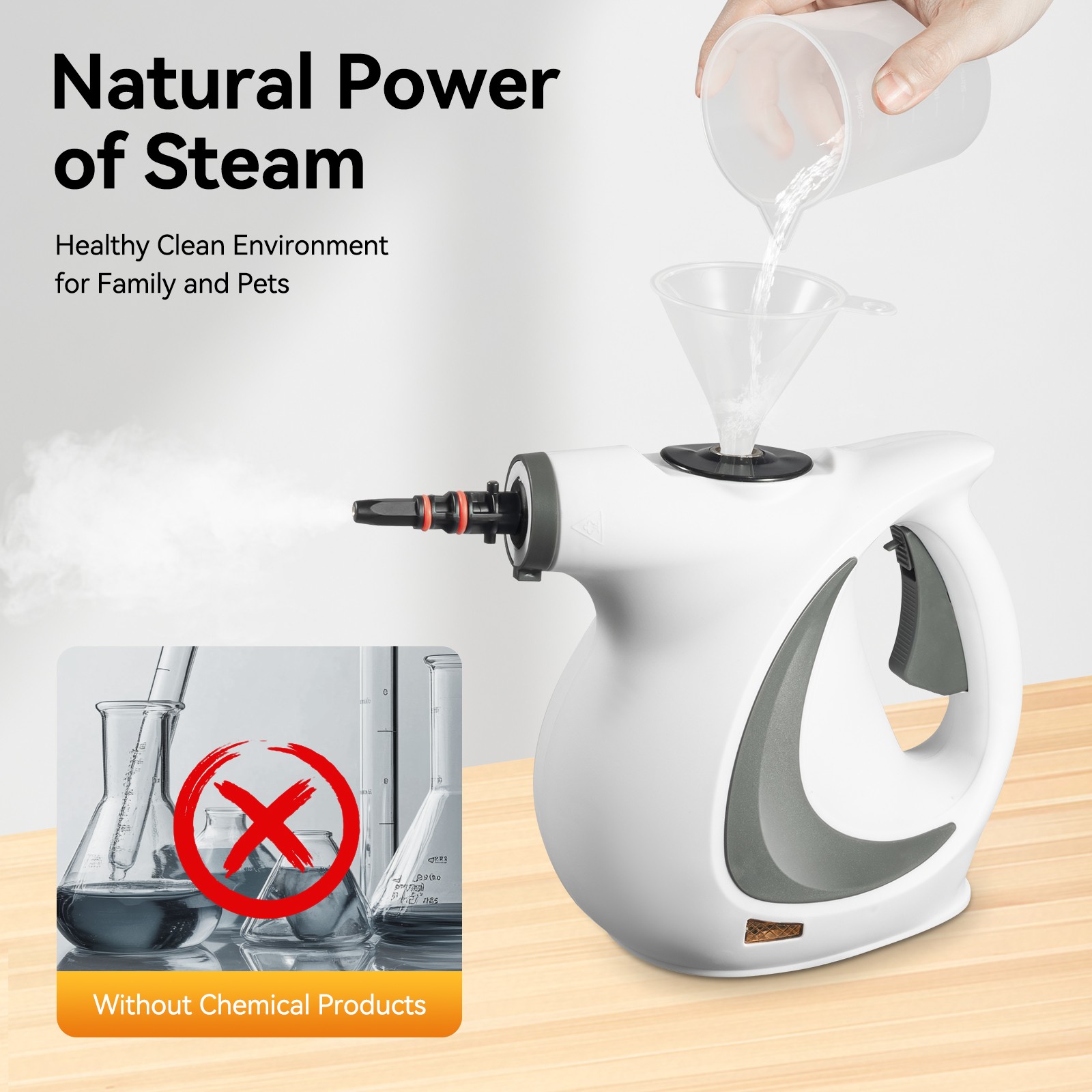 Handheld High Temp Steam Cleaner 1050W Portable Cleaning Machine w/ 9.19ft Cord