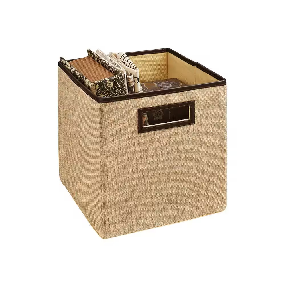 11 In. H X 10.5 In. W X 10.5 In. D Beige Fabric Cube Storage Bin