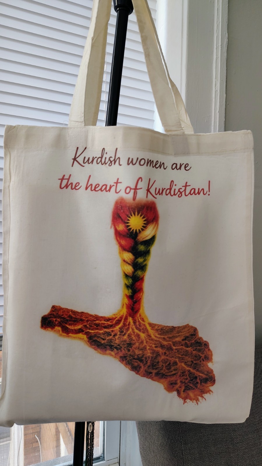 Kurdish Women Heart of Kurdistan Tote Bag 32×36 cm Cotton (Small Defect)