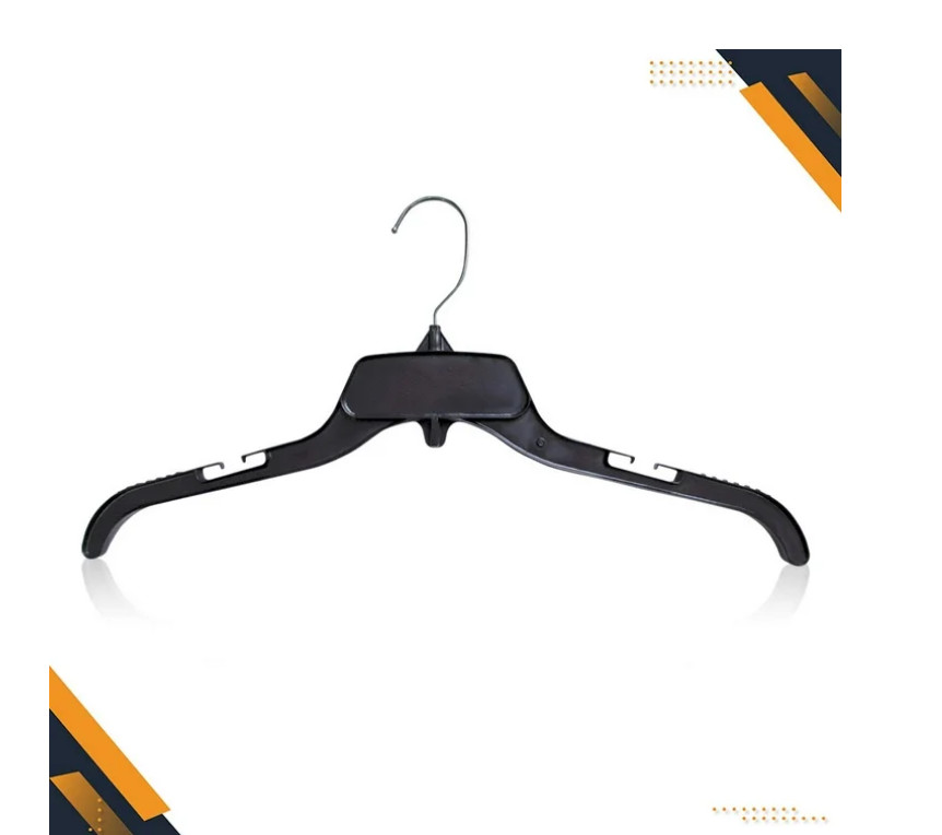 25 Pack Durable Plastic Clothing Hangers with Metal Swivel Hooks, 17 inch,Black