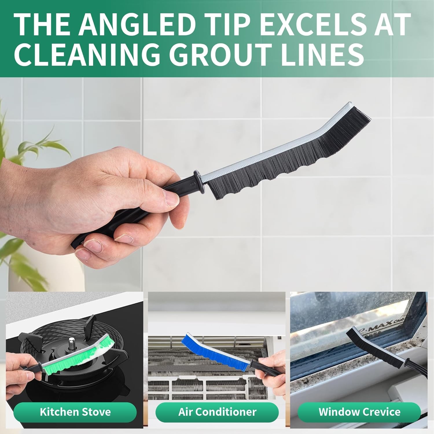 6-Pack Hard Bristle Crevice Cleaning Brush, Best Tool for Cleaning