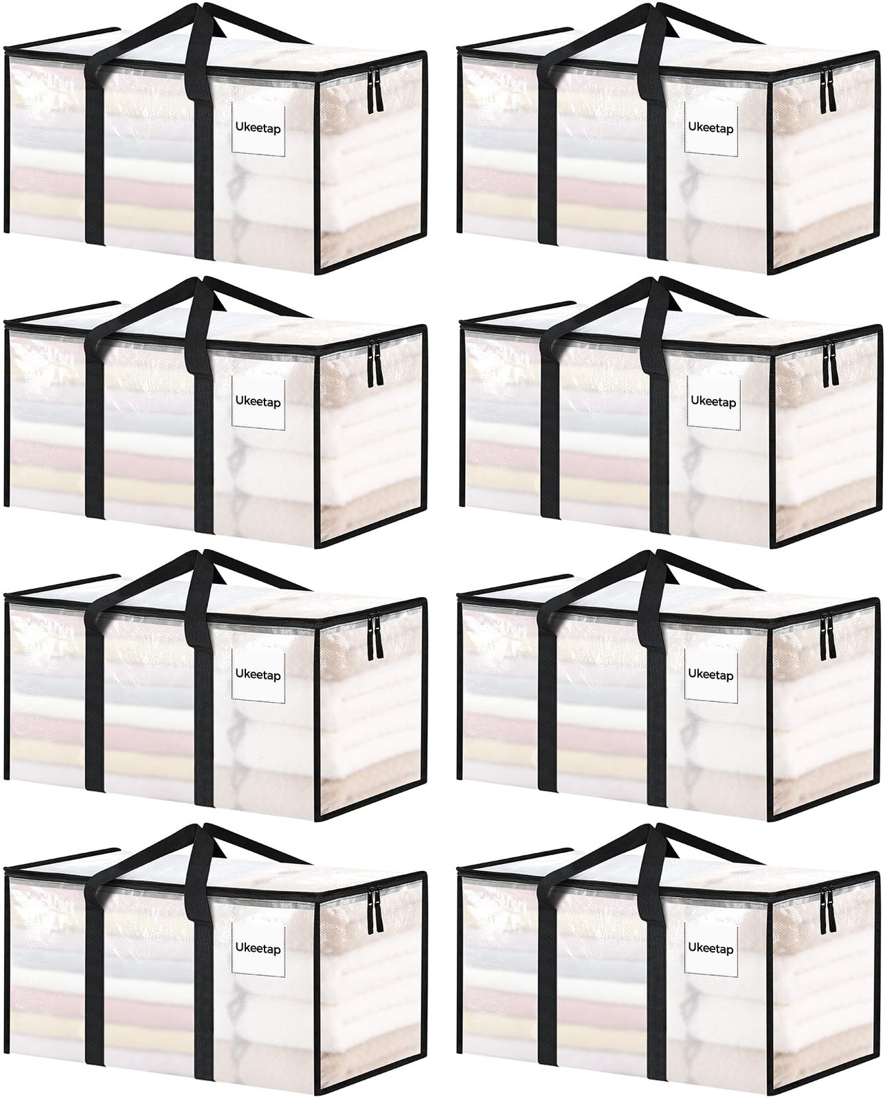 Extra Large Heavy Duty Moving Bags 8 Pack Storage Totes for Clothes & Supplies