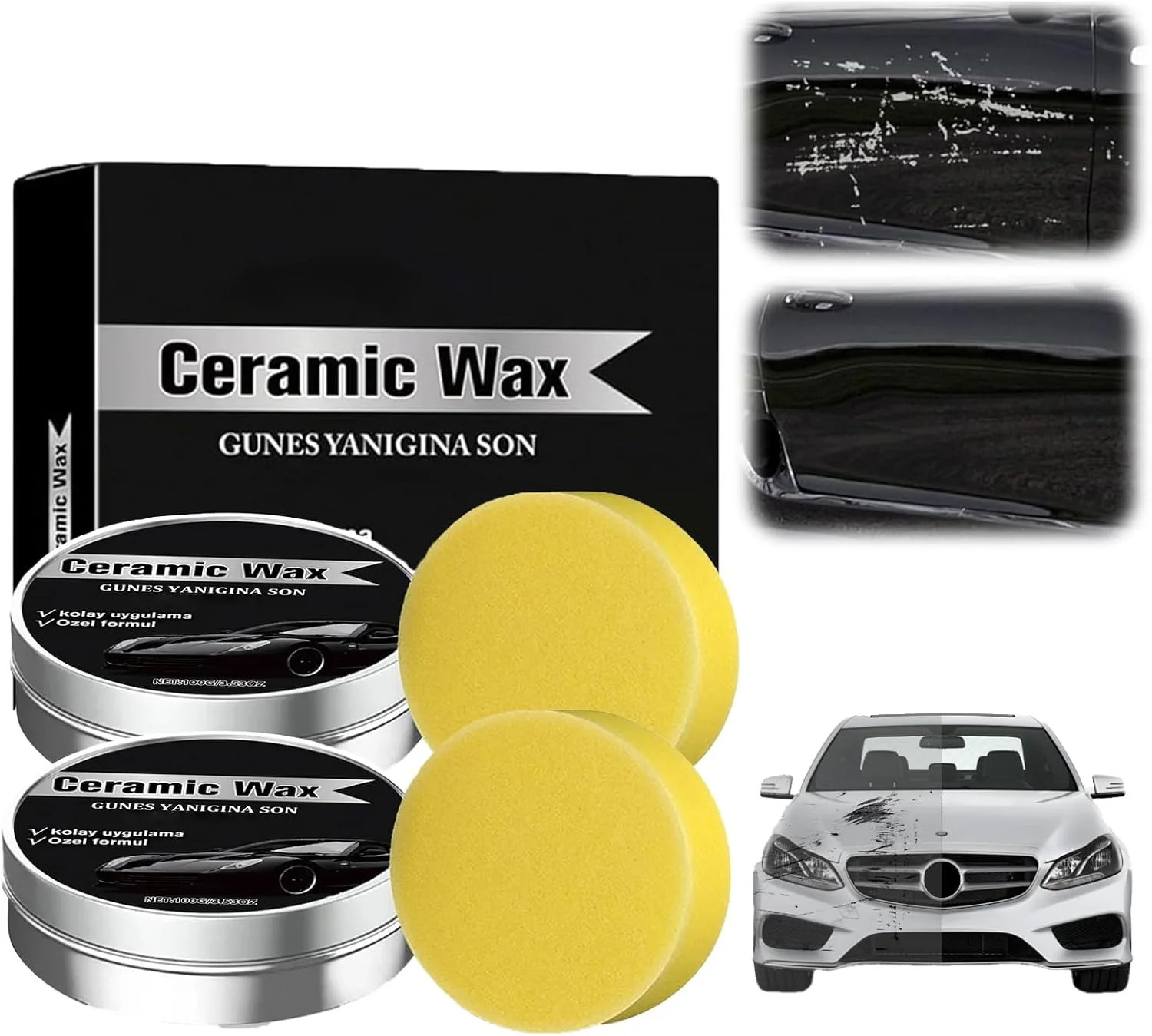 2PCS Titanium Ceramic Wax Cream for Cars,2025 Strong 0.5 Fl Oz (Pack of 2)