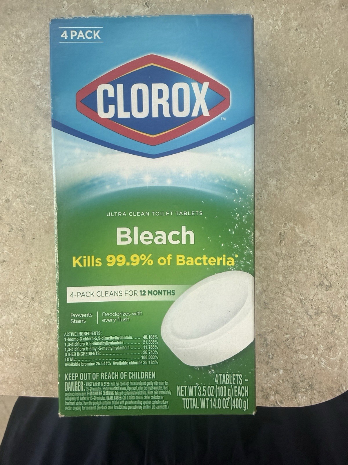 Clorox Bleach Ultra Clean Automatic Toilet Bowl Cleaner Tablets 3.5 oz 4 Pack