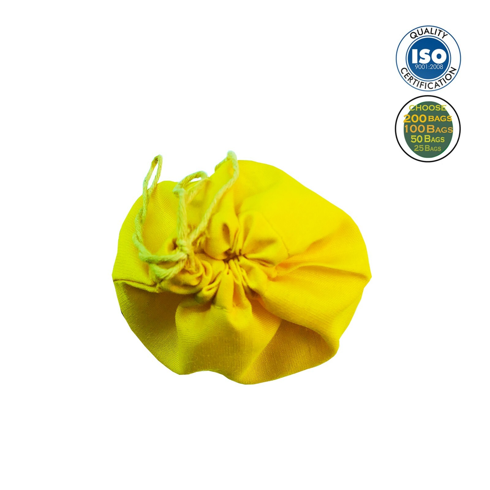 Yellow Poly – Cotton Bags, Reusable Produce Bags, Single Drawstring – lot