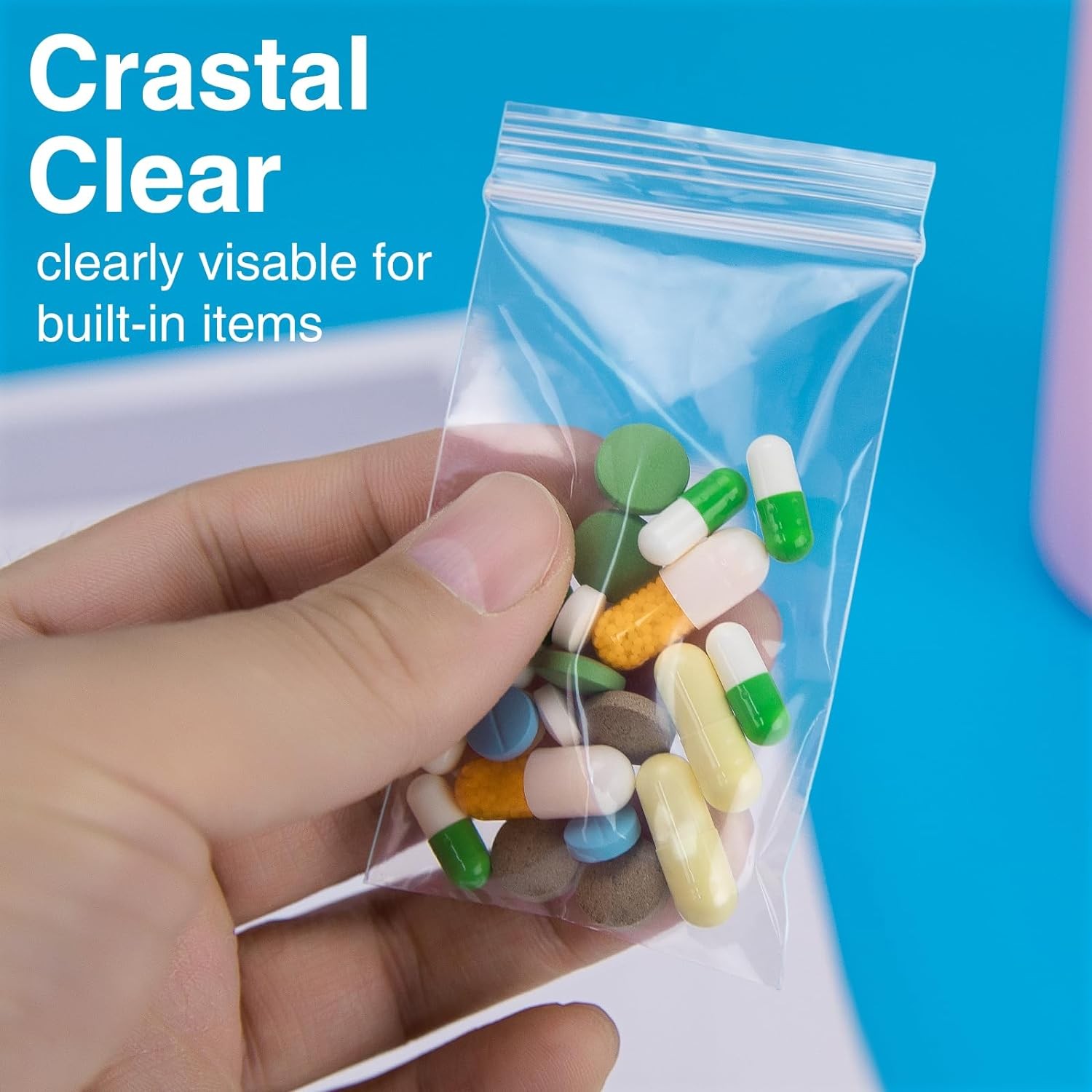 1200Pcs 2 x 3 Plastic Zip Bag, Clear, 2 mil Thick | Resealable, Small Bags for D