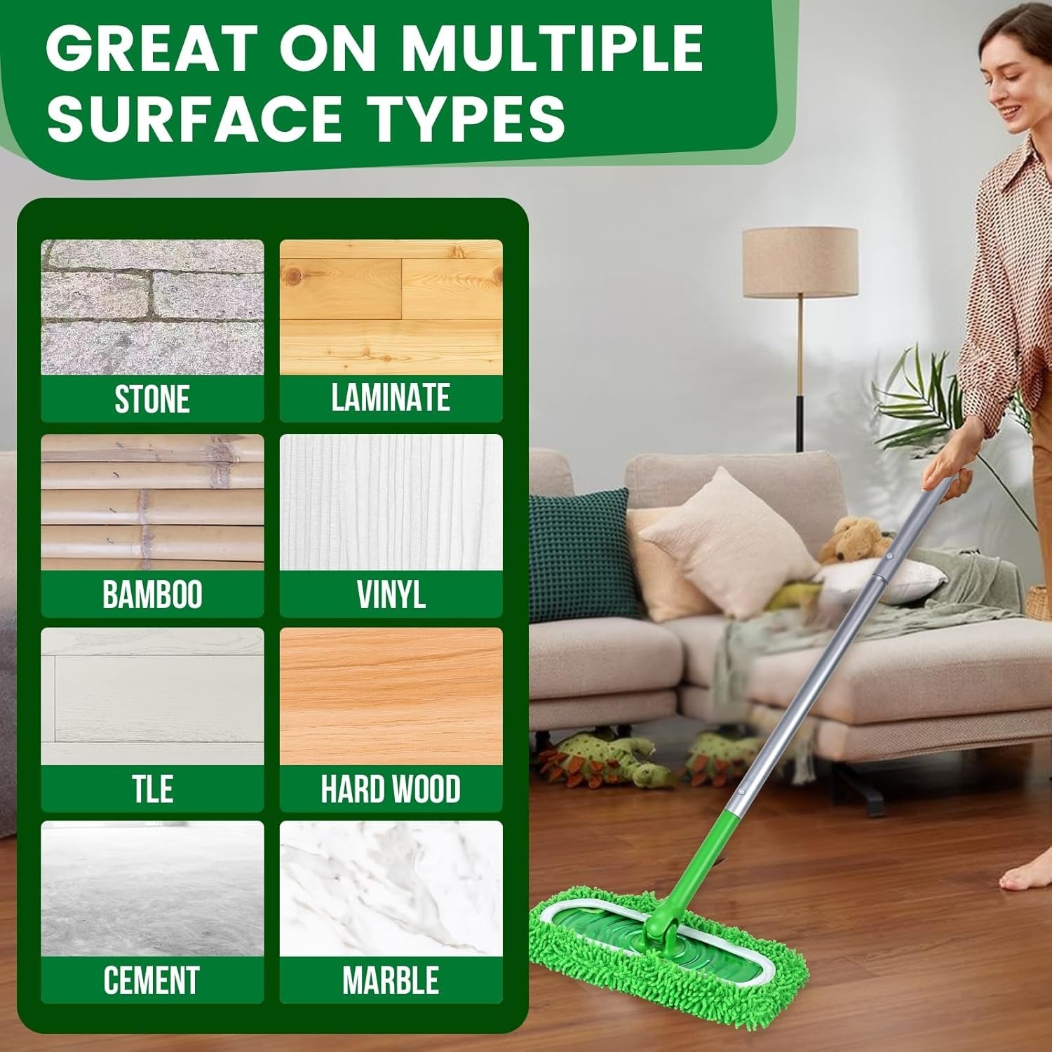 Versatile Reusable Mop Pads – 6 Microfiber Refills for Any Floor Surface