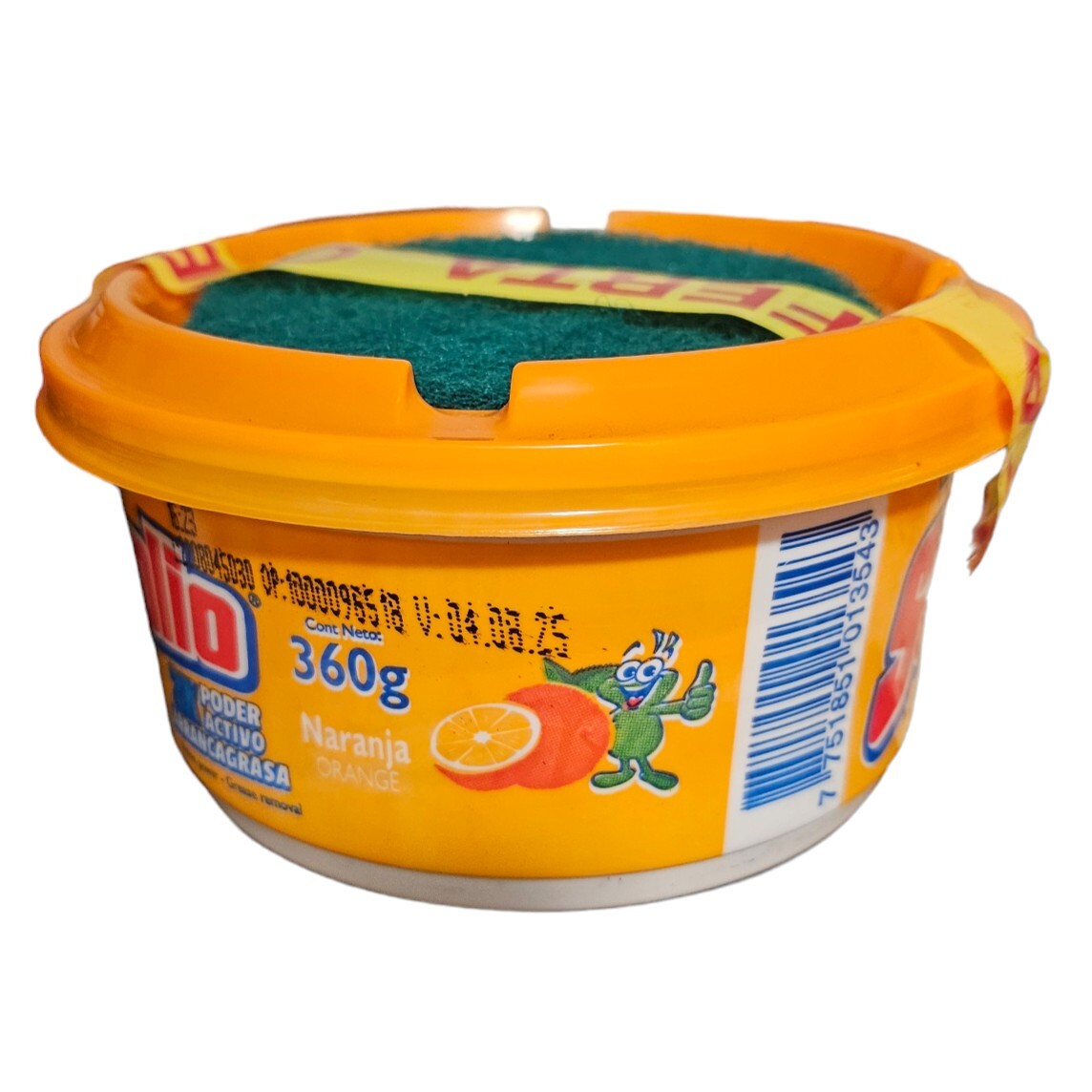 Sapolio Soap Lavavajilla Naranja Orange Dishwashing Cream With Sponge Latin