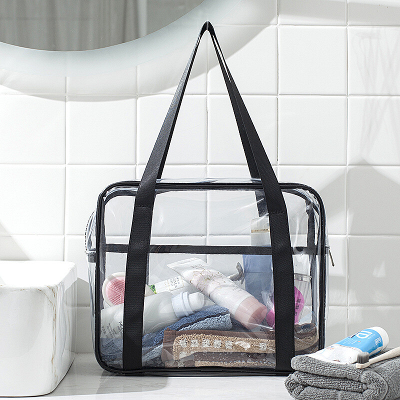 5PC Mesh Transparent Storage Bag Portable Travel Cosmetic Key Coin Zipper Purse