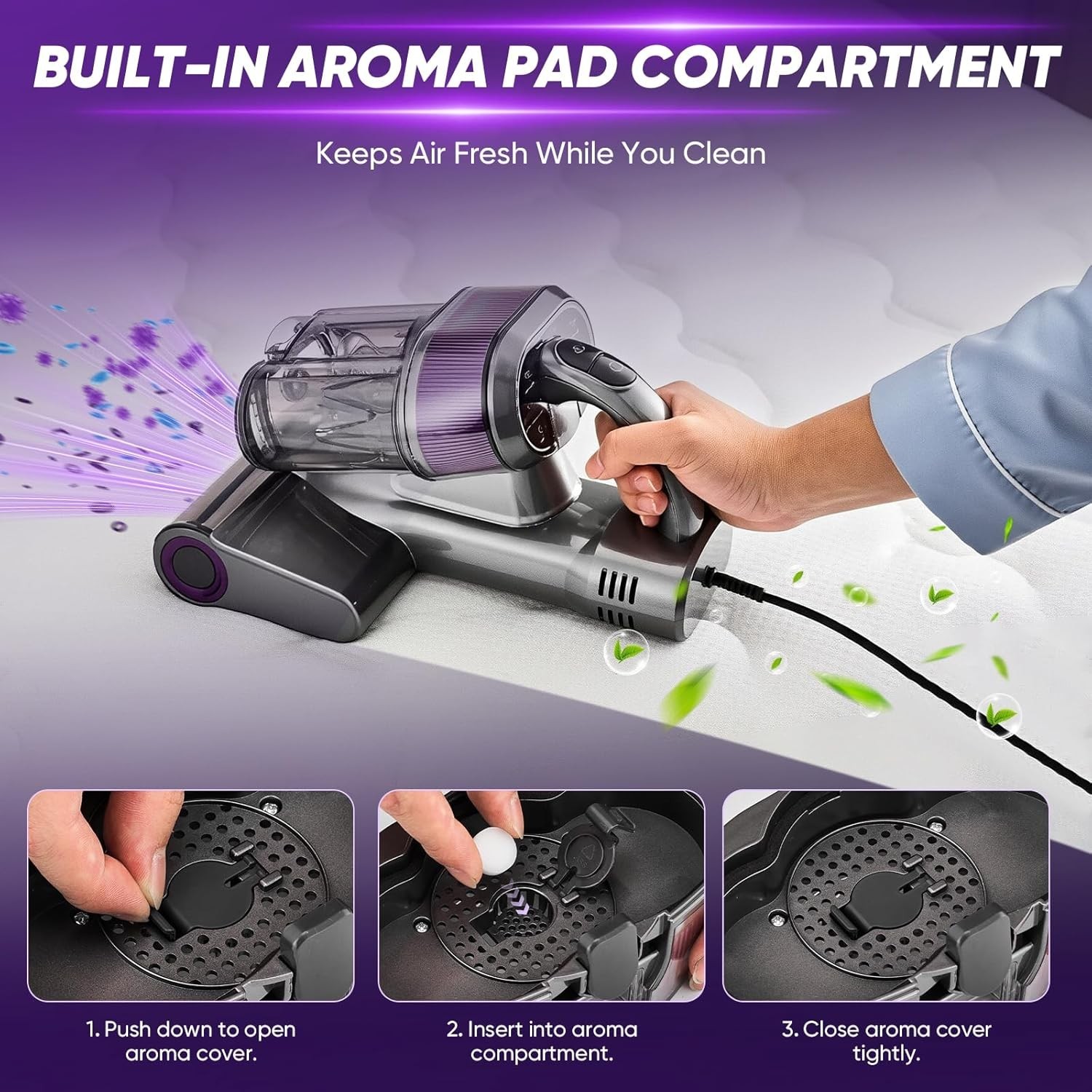 Mattress Vacuum Cleaner Handheld Bed Sofa Couch Deep Clean UVC Light HEPA Filter