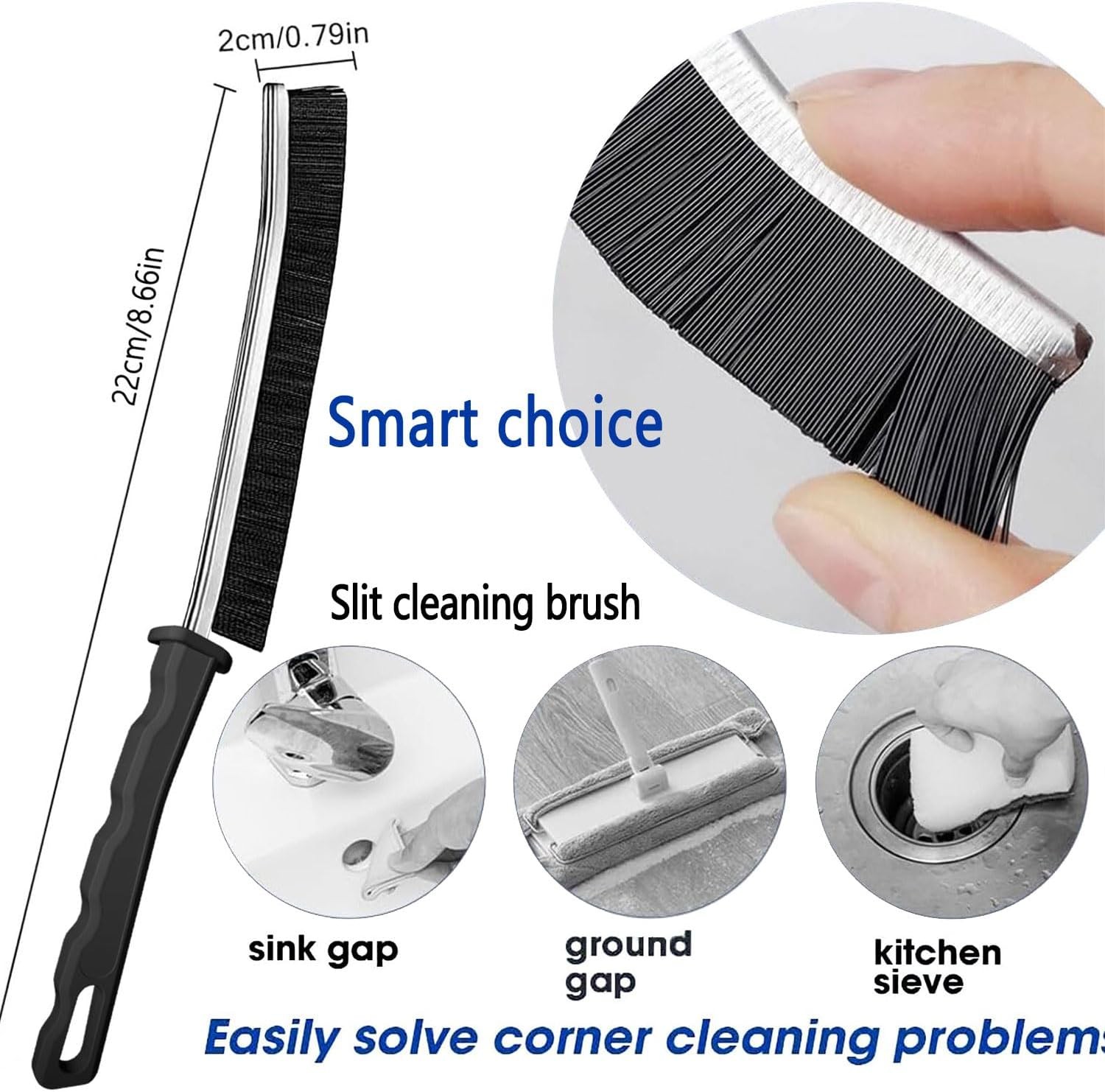 Crevice Cleaning Brush Set, Hard Bristle Gap Cleaning Tool, Ultra-Fine Nylon