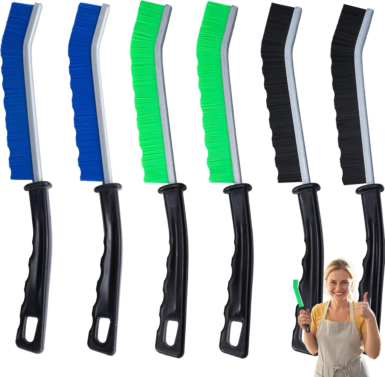 6-Pack Hard Bristle Crevice Cleaning Brush, Best Tool for Cleaning