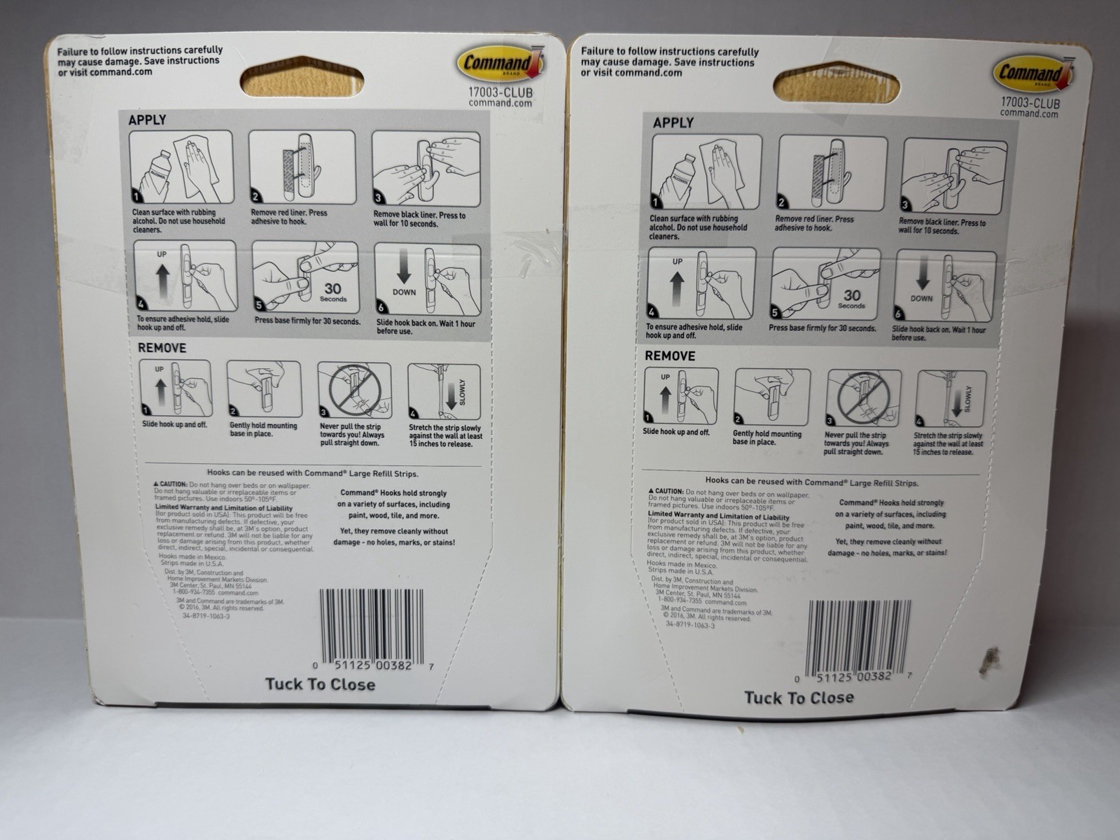 New Command Large Hooks – 12 Hooks, 18 Strips – Lot of 2 Packs – White