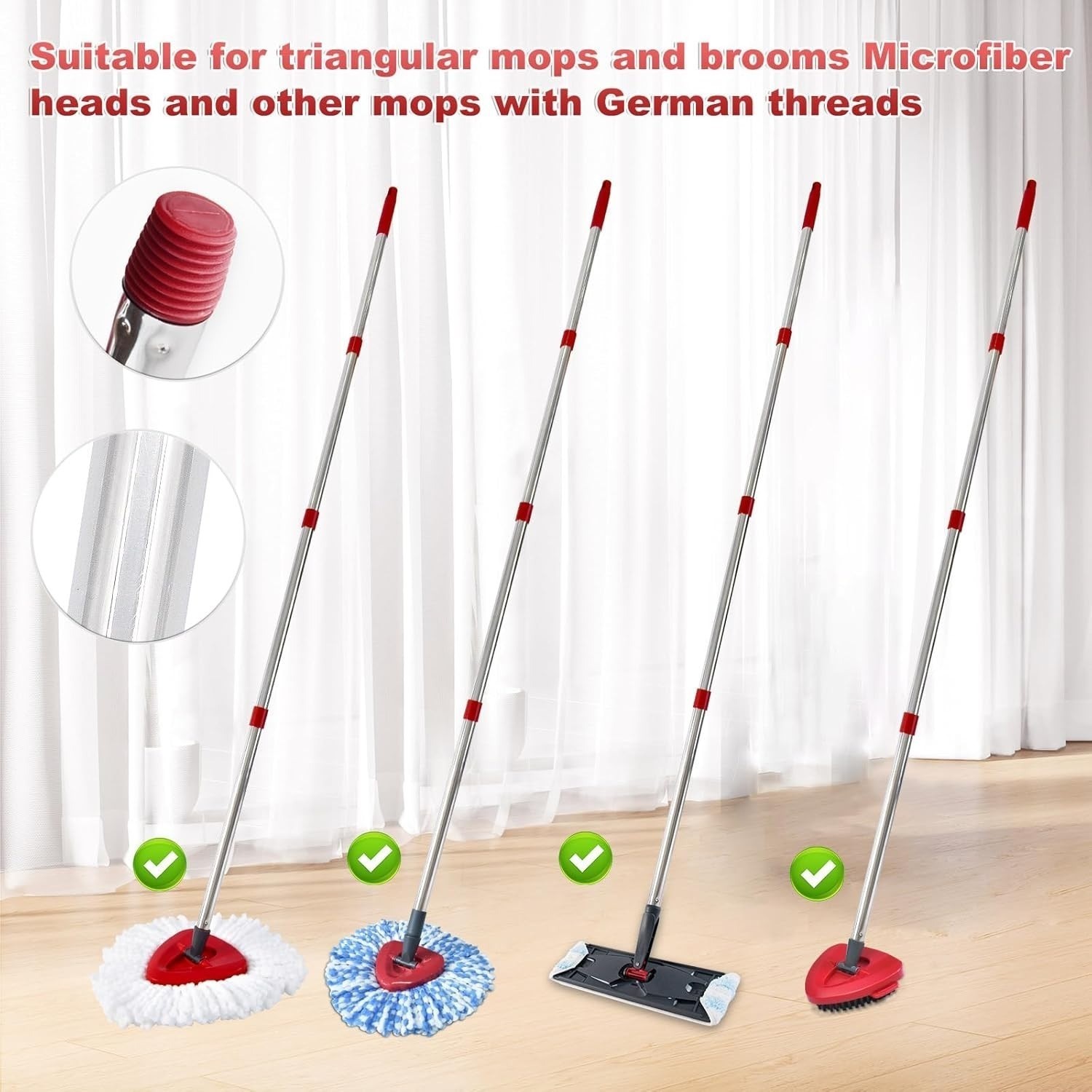 Mop Handle for Ocedar, Spin Mop Handle for O Cedar 4-Section 28.5-to-55inch M…
