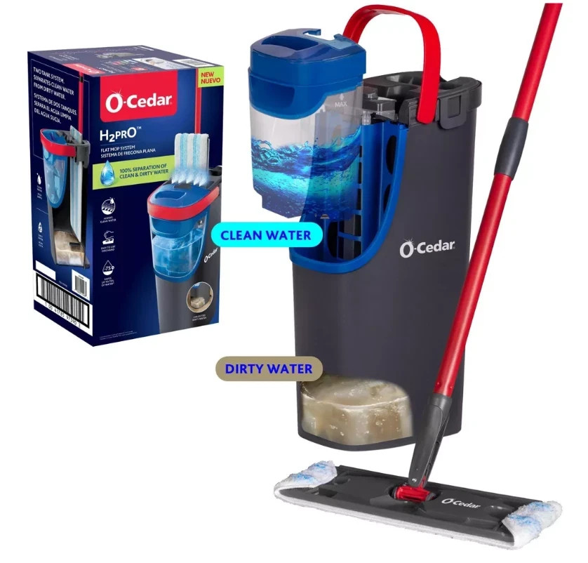 O-Cedar H2prO Microfiber Flat Mop System -NEW