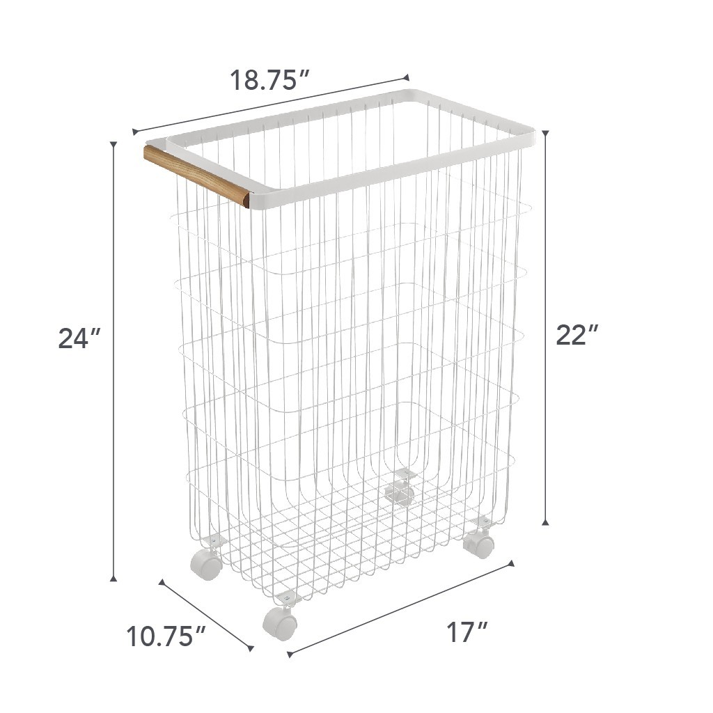 Yamazaki Home Rolling Wire Basket (24″ H) – Steel + Wood – 30% OFF MSRP