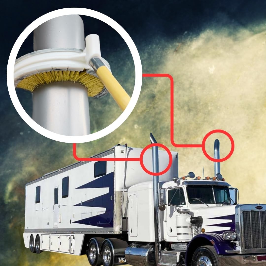 Curved Wash Brush for Exhaust Stack Pipes with Natural Tampico Fiber, Truck C…