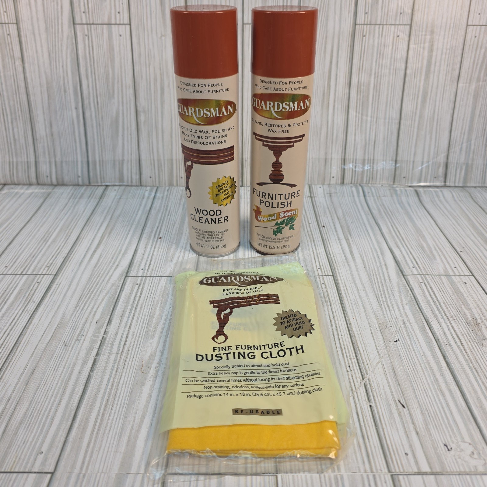 Guardsman Wood Cleaner, Furniture Polish, Dusting Clo Set Vintage