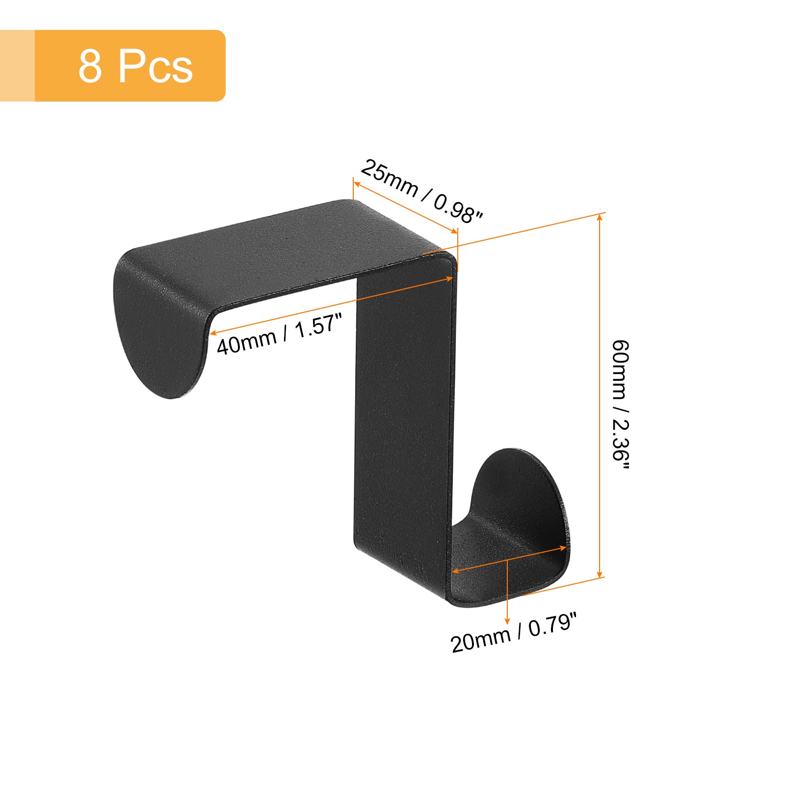 8pcs Over the Door Hooks Stainless Steel S-Shaped Double Hooks Black