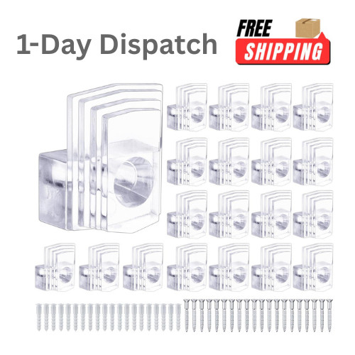 Difenni 20 Pcs Clear Plastic Mirror Clips Wall Mount Hardware Kit