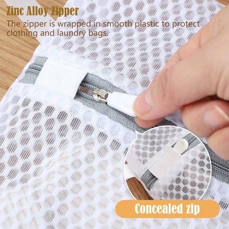 Mesh Laundry Bags for Delicates with Non Rust Zipper- White Laundry Bag