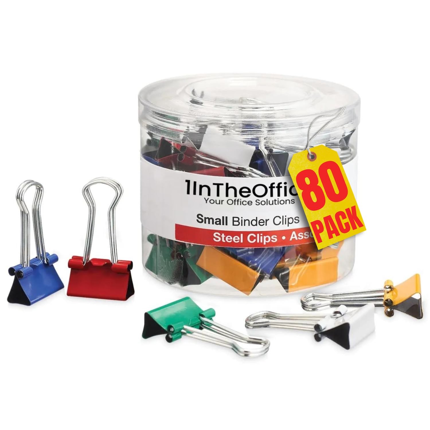 1InTheOffice Small Binder Clips 3/4 Inch, Mini Paper 0.75 inches