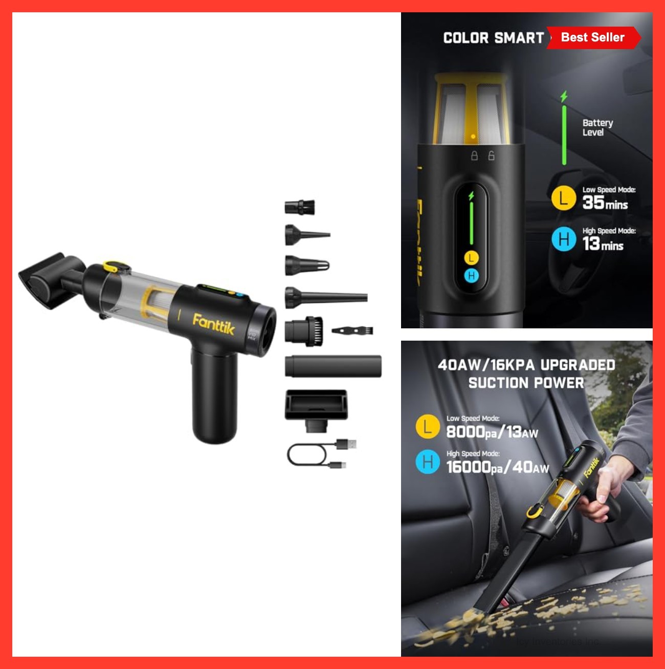 Cordless Handheld Vacuum 16000Pa 4 in 1 Air Duster LED Display Keyboard