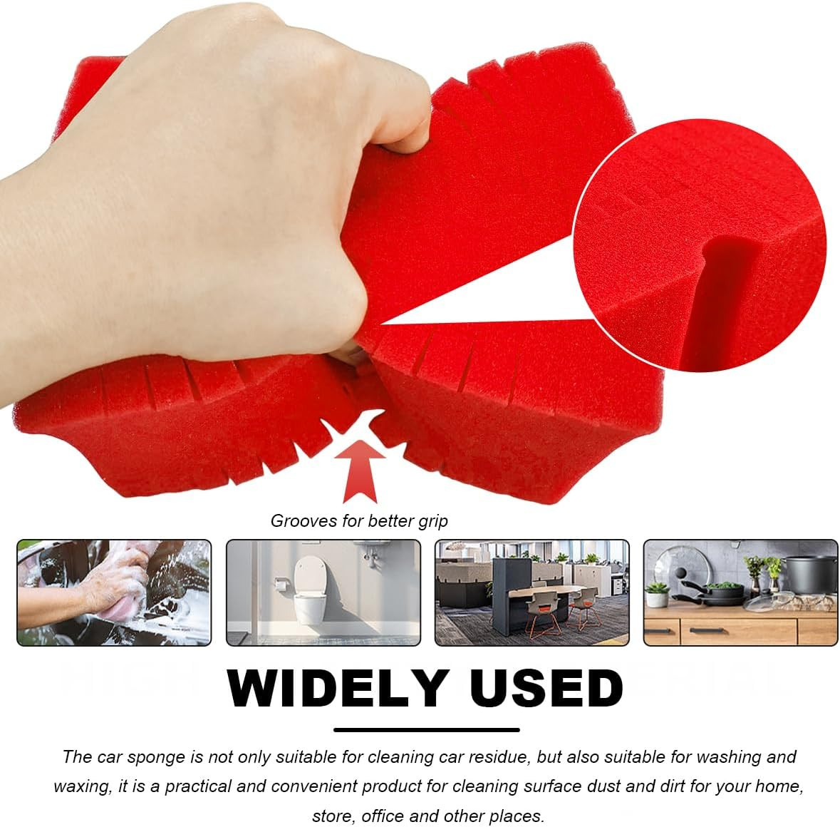 Car Wash Sponge, Large Scratch-Free Cross Cut Sponge for Soap and Rinseless Wash