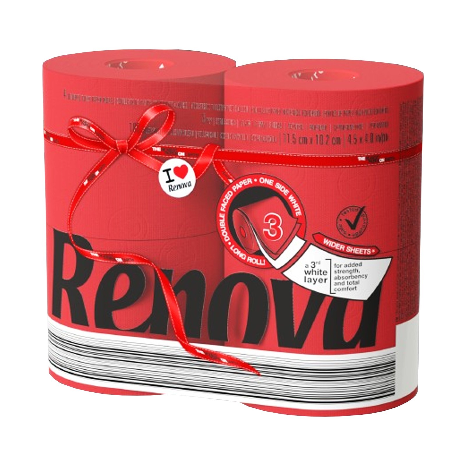 RENOVA Colored Toilet Paper – 4 Premium Rolls | 3-Ply | 720 Total Sheets