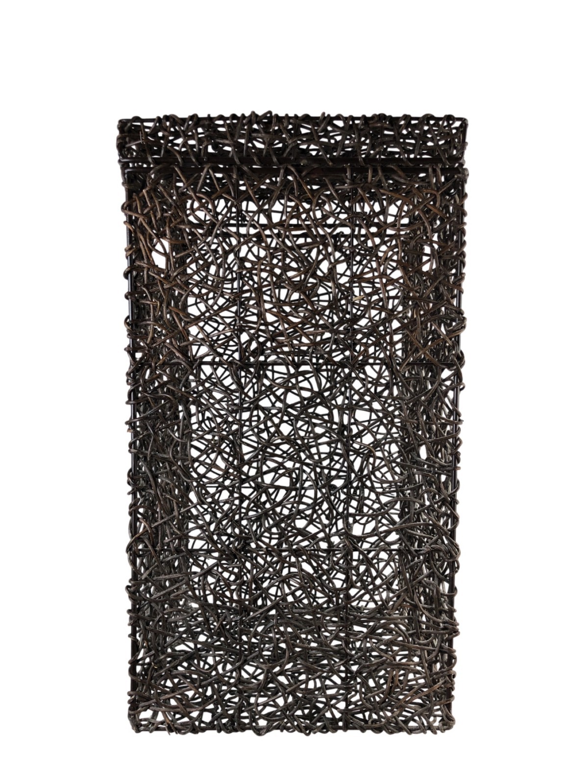 Boho Chic Wire & Wicker Rattan Laundry Hamper 14 x 14 x 24″ w/ Hinged Lid