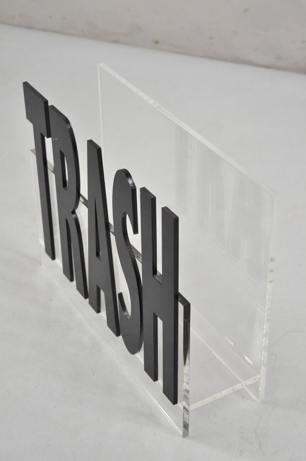 Vintage Mid Century Modern Pop Art “Trash” Lucite Acrylic Magazine Rack Stand