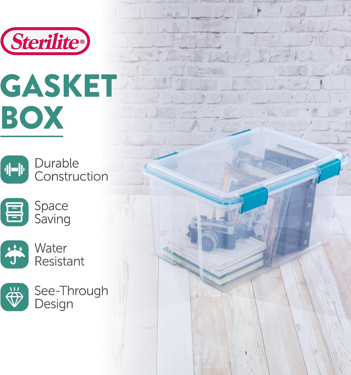 54 Quart Clear Storage Box with Blue Latches – 8 Pack
