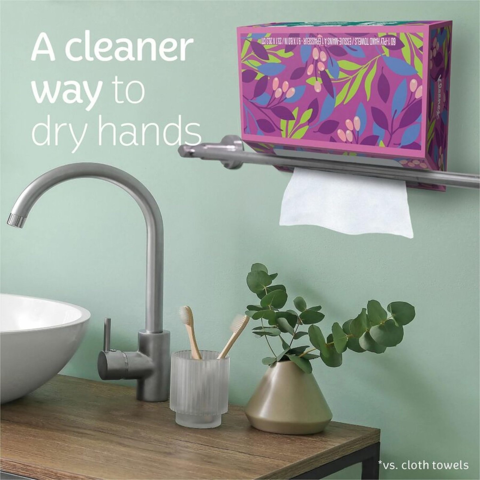 Kleenex Hand Towels, Single-Use Disposable Paper Towels, 1 Box, 60 Towels Total
