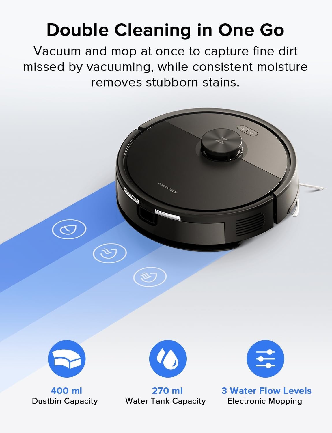8000Pa Vacuum Mop Combo LiDAR Mapping Self-Charging Robotic Cleaner Black