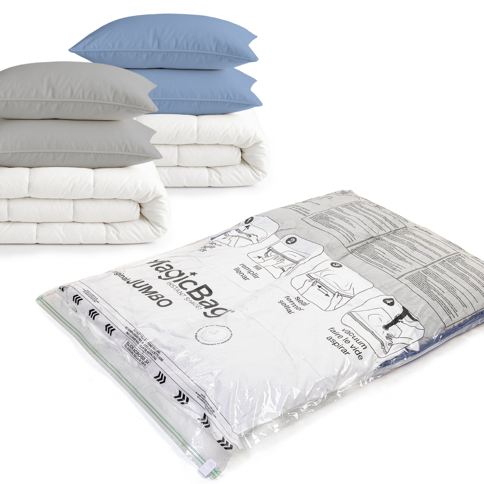 MagicBag Jumbo Vacuum Storage Bags (4 Pack) Flat Compression for Bedding
