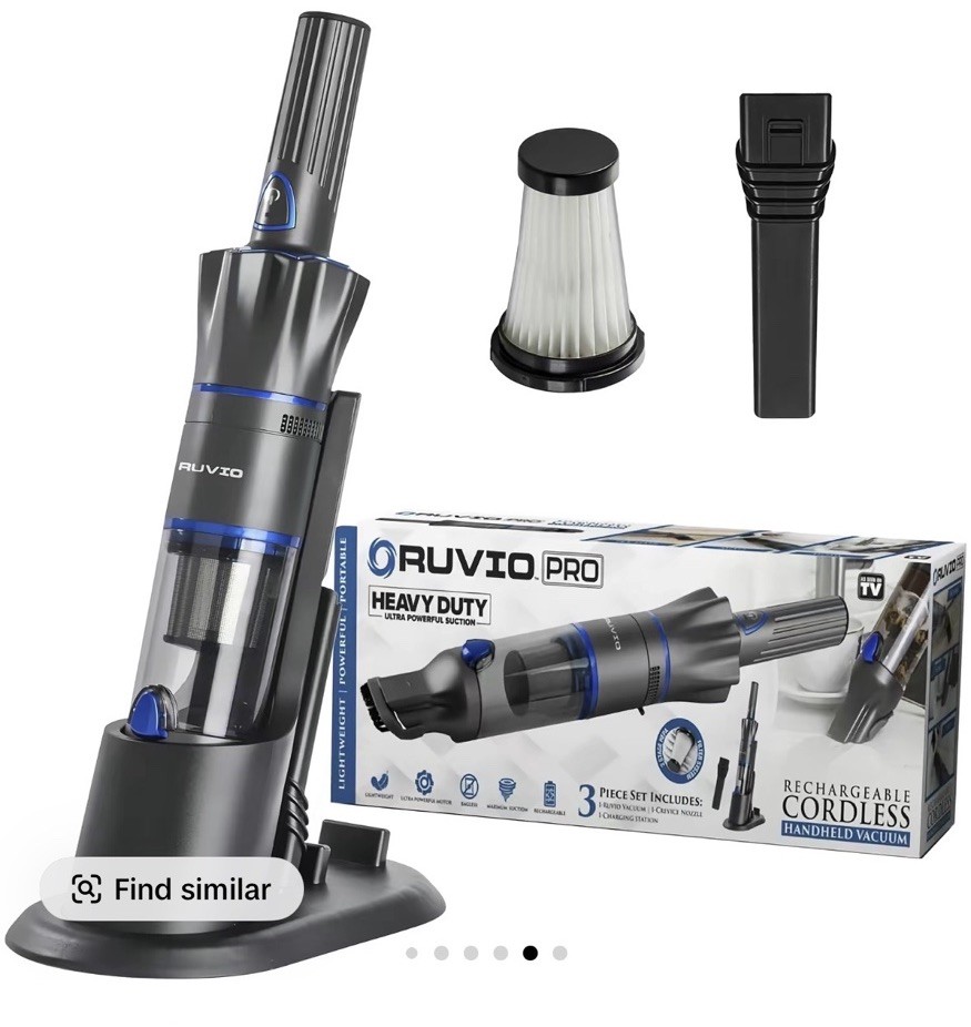 Ruvio Pro Cordless Hand Vacuum 17” Portable Vacuum Cleaner for Home and Car Use