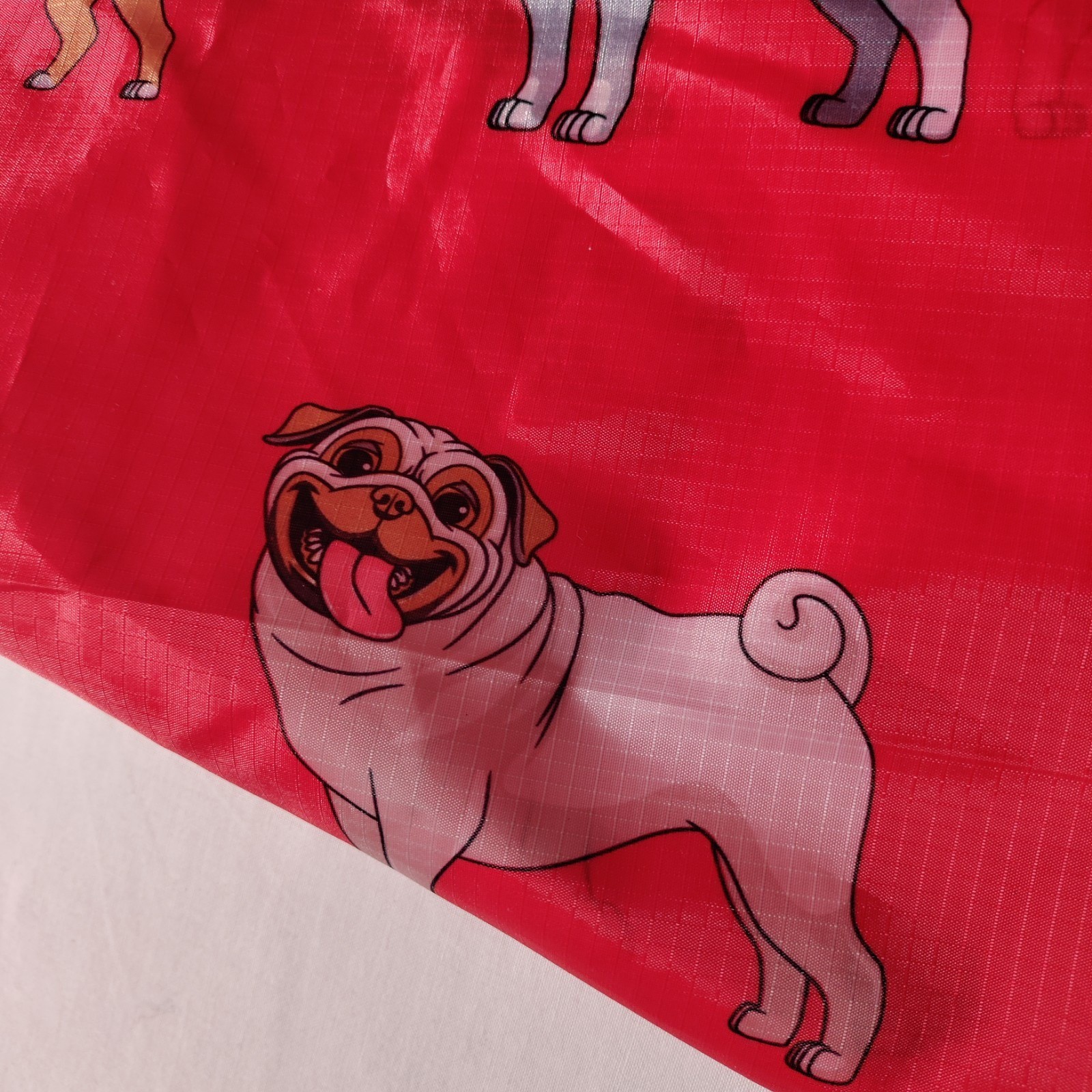 BeeGreen Reusable Nylon Shopping Tote Red Bag with Dogs All Over
