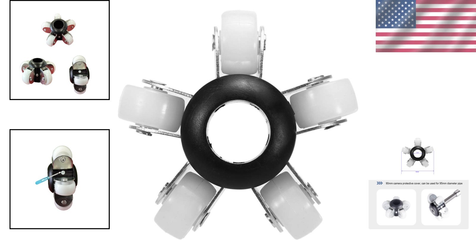 0.9in/23mm Sewer Camera Head Wheel – Durable Waterproof Guide Replacement