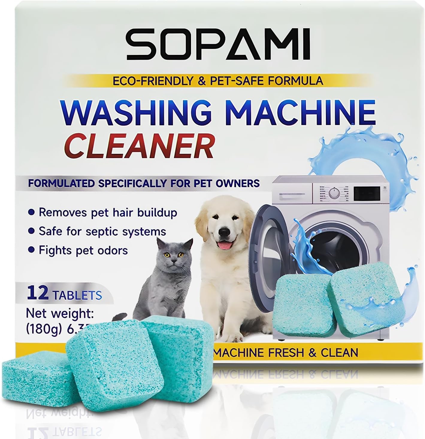 SOPAMI Washing Machine Cleaner Tablets 12 Pack, Deep 1 Count (Pack of 1)