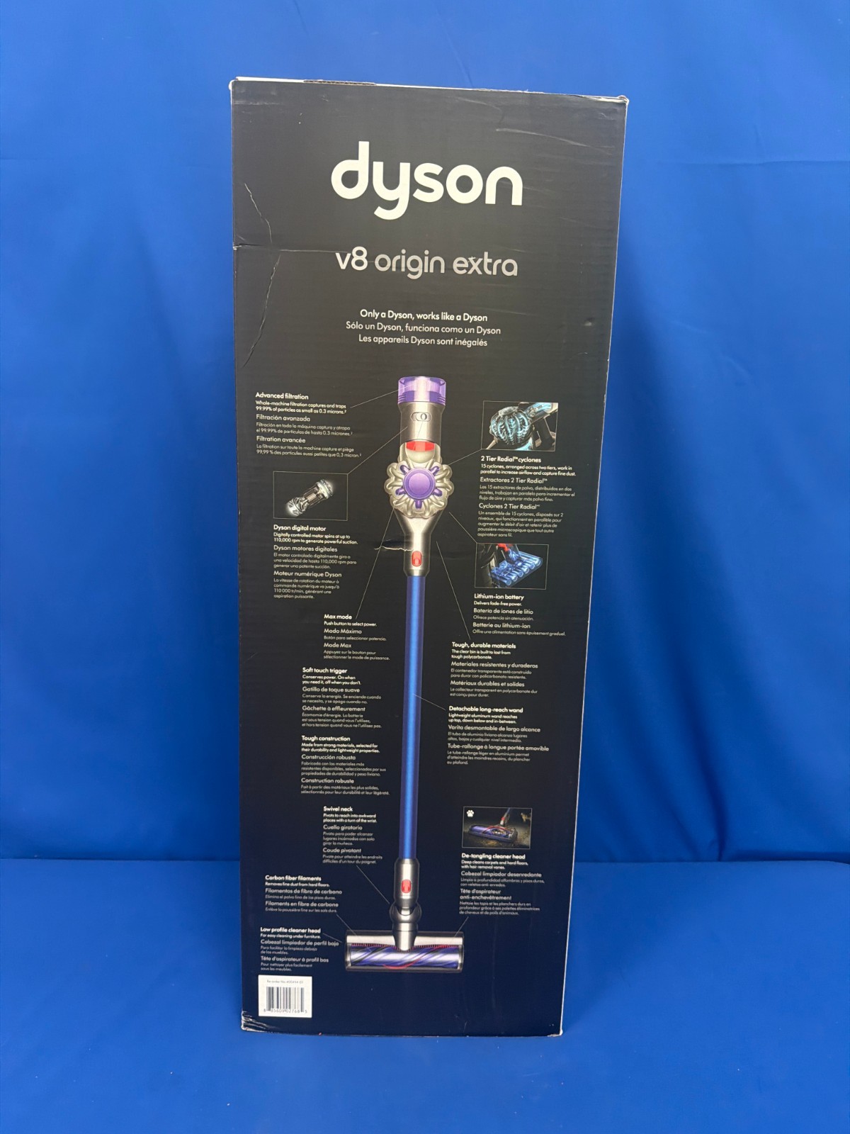 Dyson V8 Origin Extra Cordless Stick Vacuum Cleaner-SV25-Nickel/Blue-NEW
