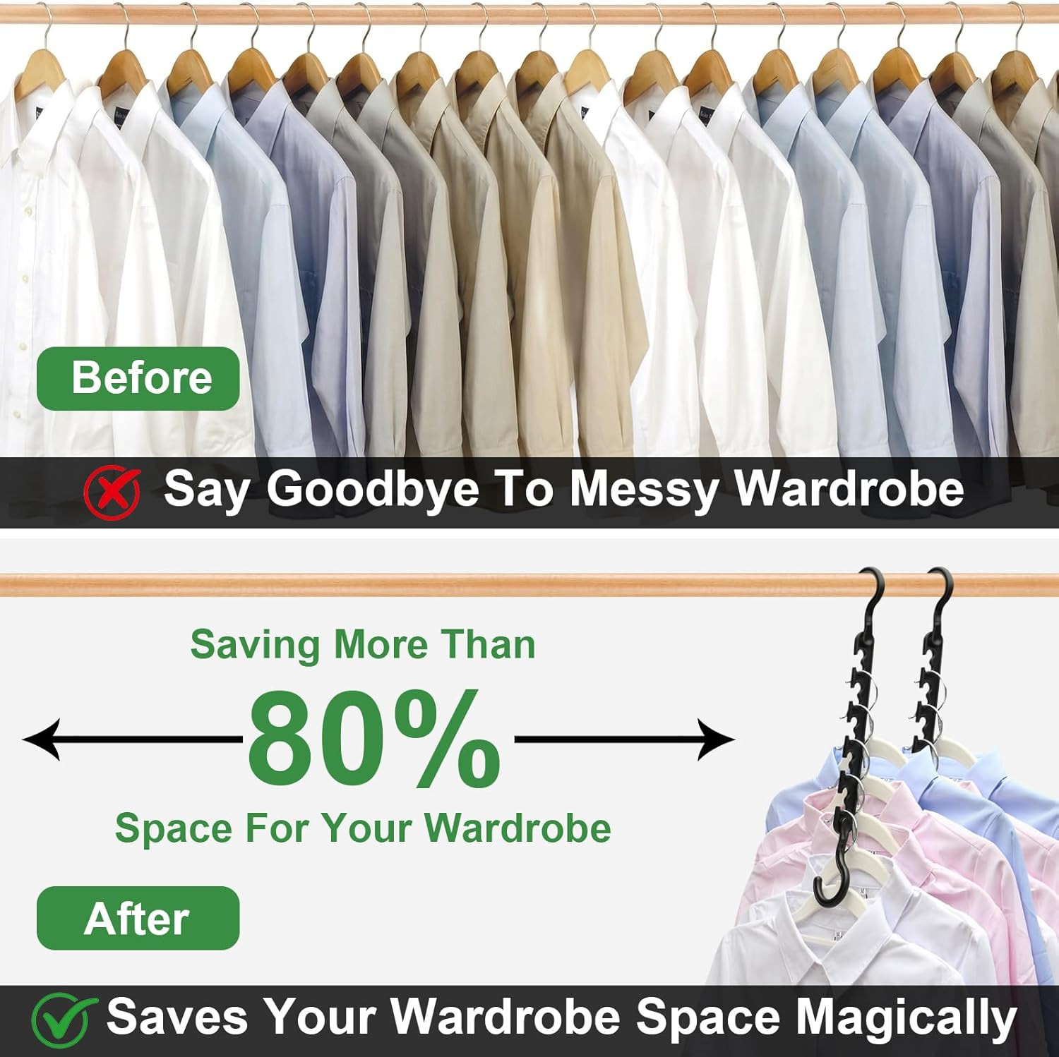 8 Pack Closet Organizer Hangers Cascading Space Saving Wardrobe Storage Hooks