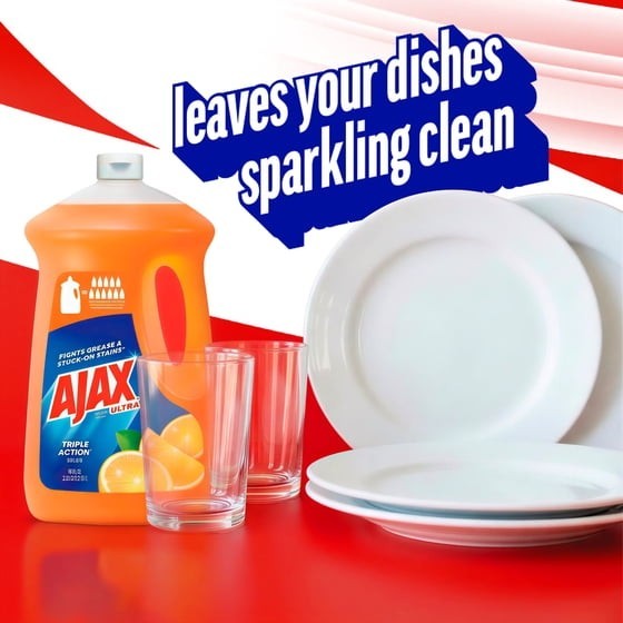 2pk Ajax Ultra Triple Action, Dishwashing Liquid Dish Soap, Orange 90 fl oz