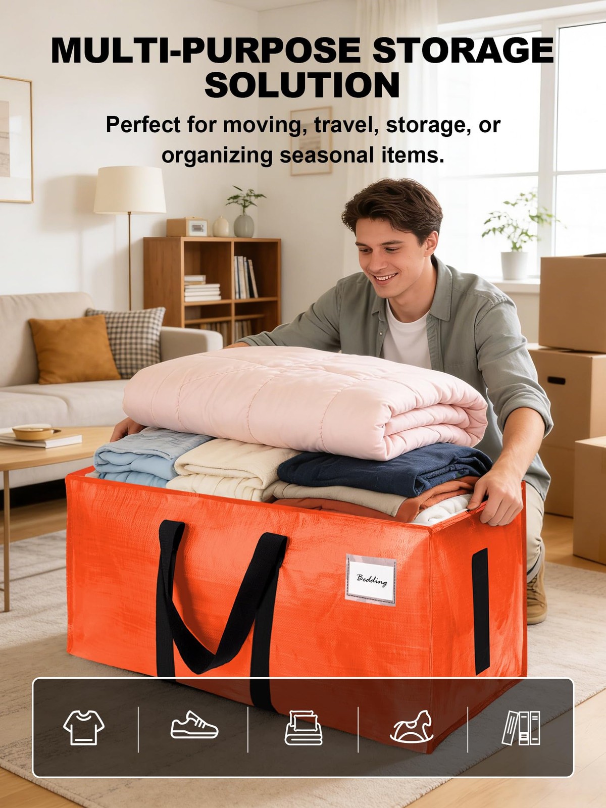 Supports 200lbs Heavy Duty Moving Bags – Strong Zipper & Wrap-Around Handles …