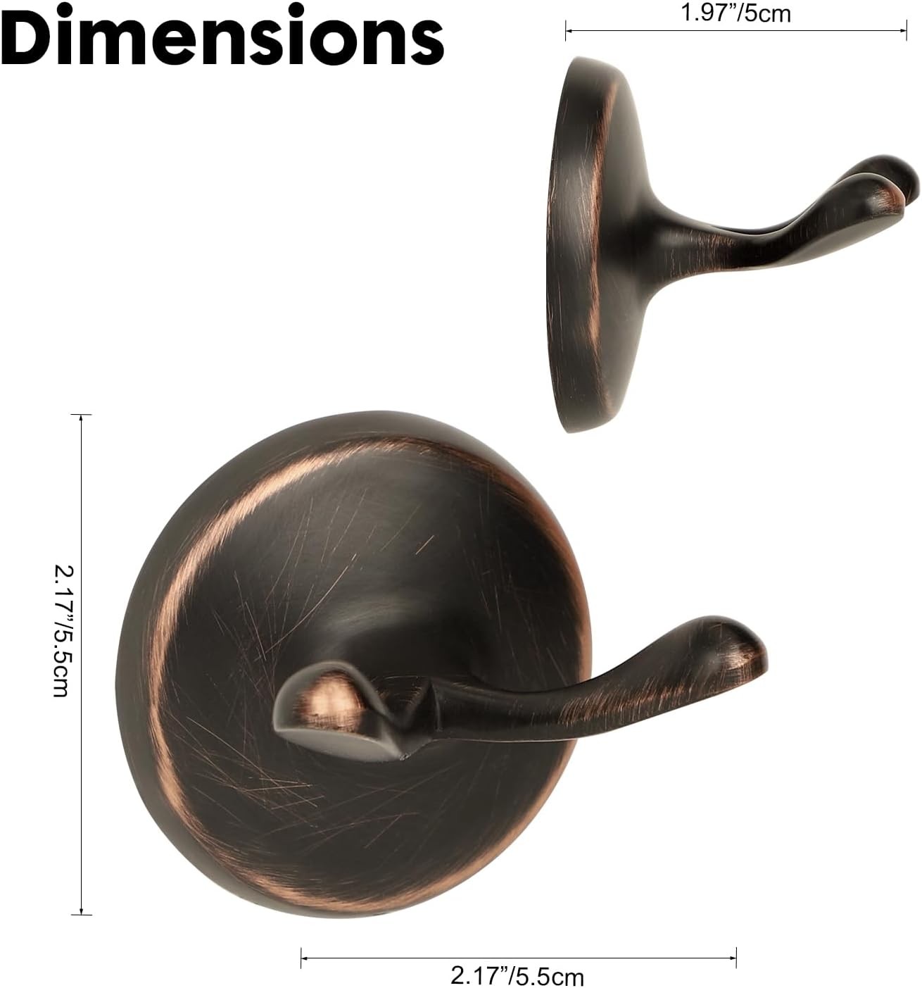 2 Pack Oil Rubbed Bronze Double Towel Robe Hook Wall Mount Bathroom