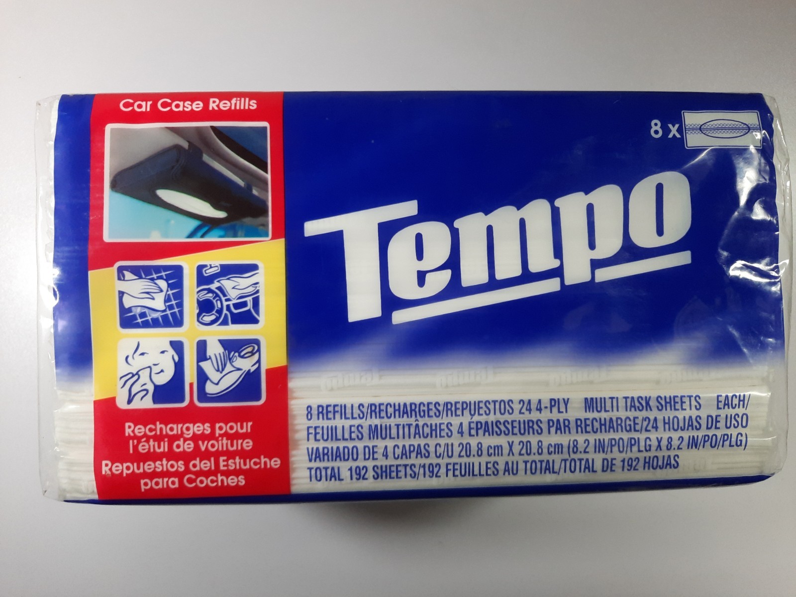 NOS Tempo Tissues Car Case Refills 8 Pack of Inserts Car Visor Holder 192 Total