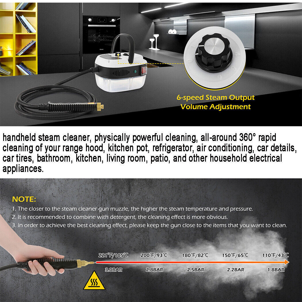 2500W High Temp Pressurized Steam Cleaner Machine Kitchen Portable Handheld US