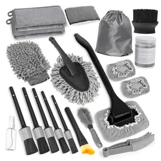 20Pcs Windshield Cleaner Tool – Car Interior Detailing Brush Kit with 200g