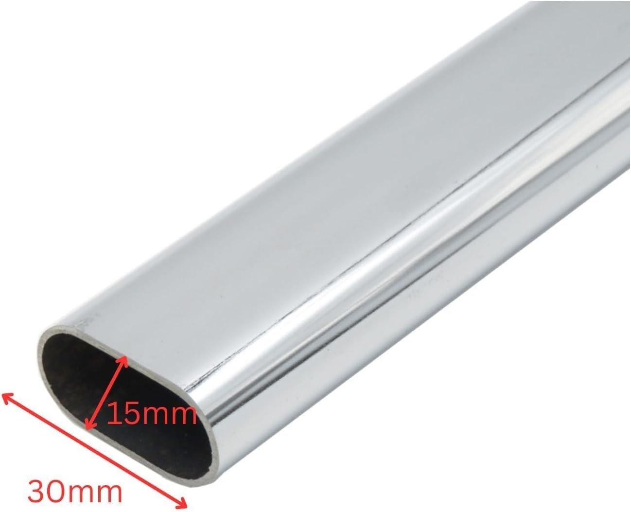4 Pack Premium Oval Wardrobe Closet Rod Chrome with Closet Rod Brackets
