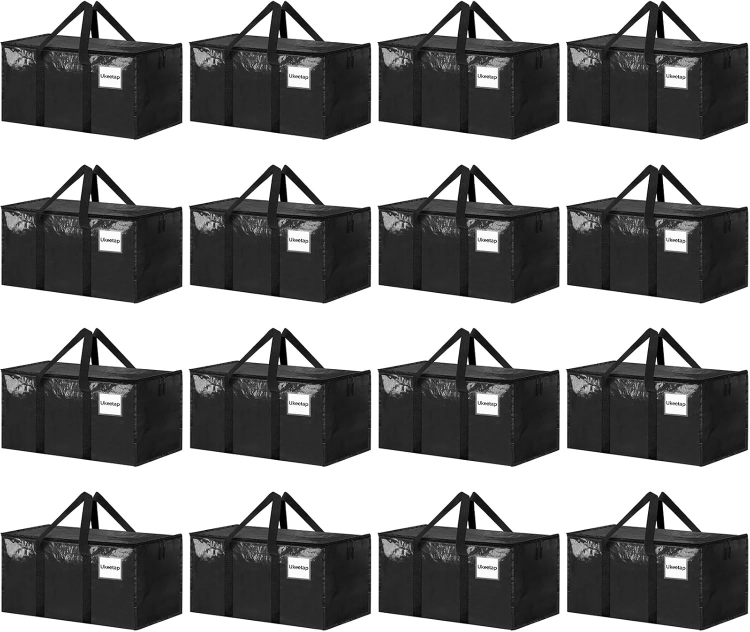 16 Pack Extra Large Clothes Storage Bins with Lids, Moving Bags, Black | Storage